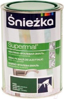 Изображение товара Эмаль Sniezka Supermal масляно-фталевая (800мл, зеленый)