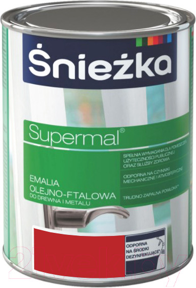 Изображение товара Эмаль Sniezka Supermal масляно-фталевая (800мл, красный)
