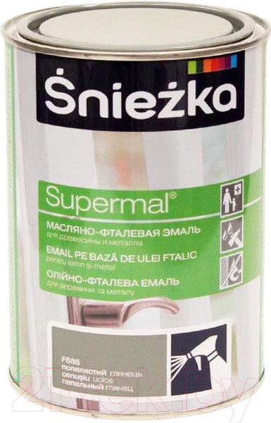 Изображение товара Эмаль Sniezka Supermal масляно-фталевая (800мл, пепельный)