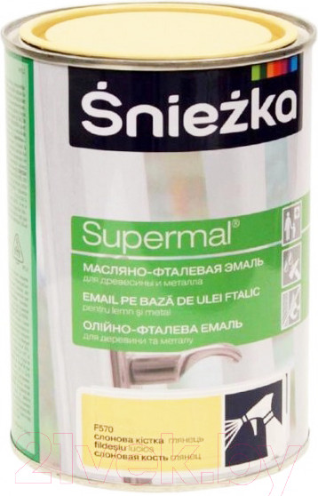 Изображение товара Эмаль Sniezka Supermal масляно-фталевая (800мл, слоновая кость)