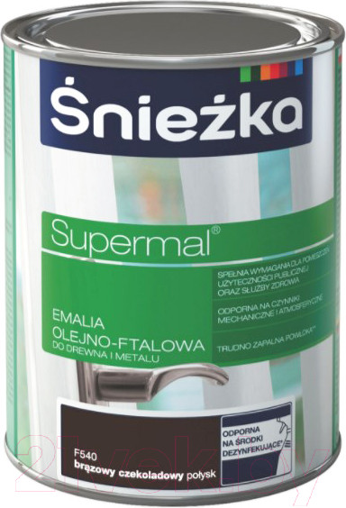 Изображение товара Эмаль Sniezka Supermal масляно-фталевая (800мл, шоколадно-коричневый)
