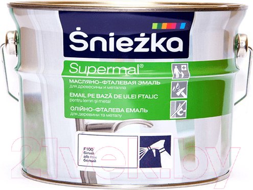 Изображение товара Эмаль Sniezka Supermal масляно-фталевая (2.5л, белый матовый)