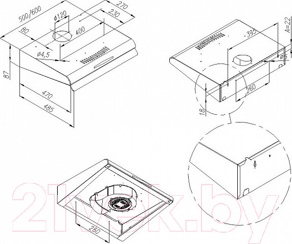 Изображение товара Вытяжка плоская Maunfeld MPA 60 (белый)