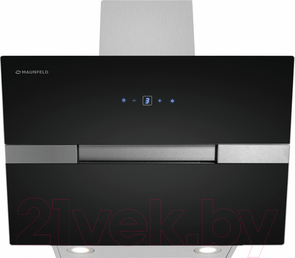 Изображение товара Вытяжка наклонная Maunfeld Mersey 60 (нержавеющая сталь/черное стекло)