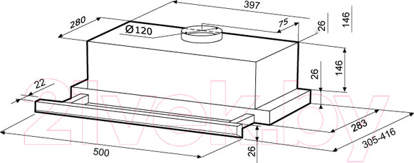 Изображение товара Вытяжка телескопическая Krona Kamilla Slim 500 / 00020959 (белый)
