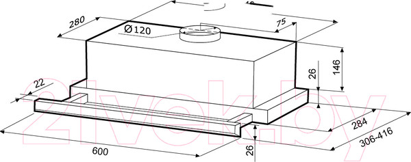 Изображение товара Вытяжка телескопическая Krona Kamilla Slim 600 2m / 00020958 (белый)