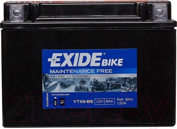 Изображение товара Мотоаккумулятор Exide ETX9-BS (8 А/ч)