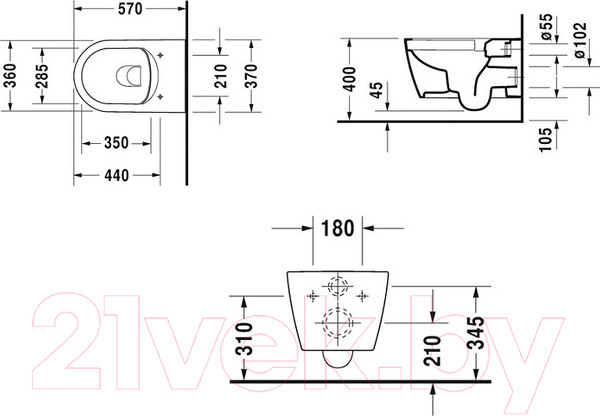Изображение товара Унитаз подвесной Duravit Set Me by Starck 45290900A1