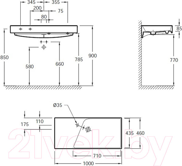 Изображение товара Умывальник Jacob Delafon Rythmik 100x46 (EXN112-Z-00)