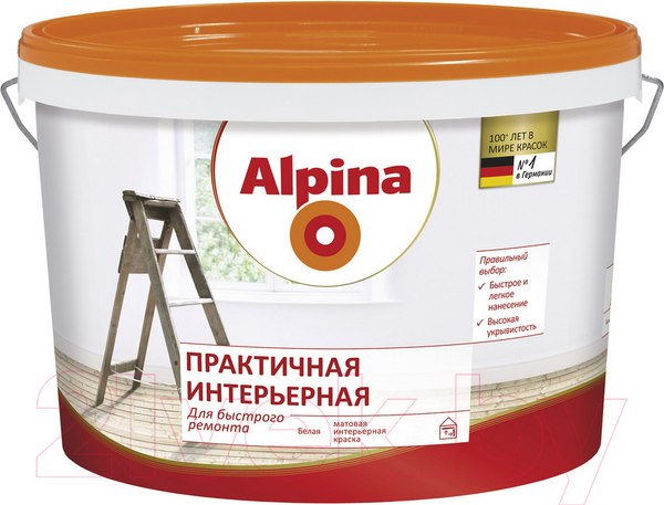 Изображение товара Краска Alpina Практичная интерьерная (2.5л, белый)