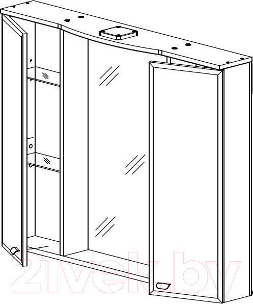 Изображение товара Шкаф с зеркалом для ванной СанитаМебель Лотос 101.1000
