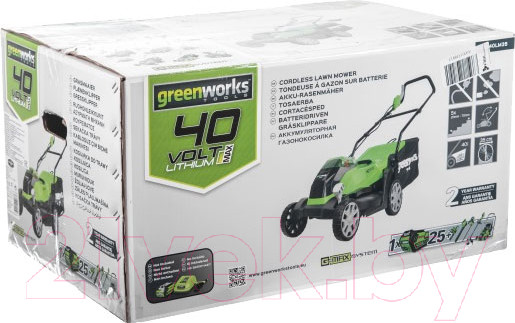 Изображение товара Газонокосилка аккумуляторная Greenworks G40LM35 40V 35см / 2501907 (без АКБ и ЗУ)