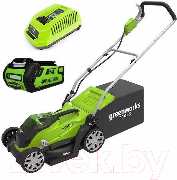 Изображение товара Газонокосилка аккумуляторная Greenworks G40LM35K2 40V 35см / 2501907UA (c АКБ 2Ач и ЗУ)