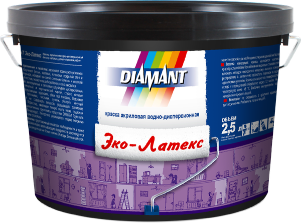 Изображение товара Краска Diamant Эко-Латекс акриловая (2.5л, белый)