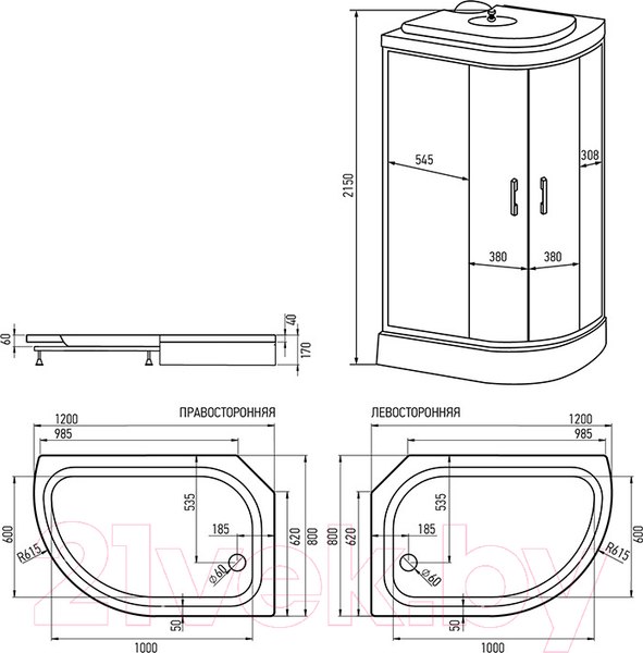Изображение товара Душевая кабина Erlit ER3512PL-C4-RUS
