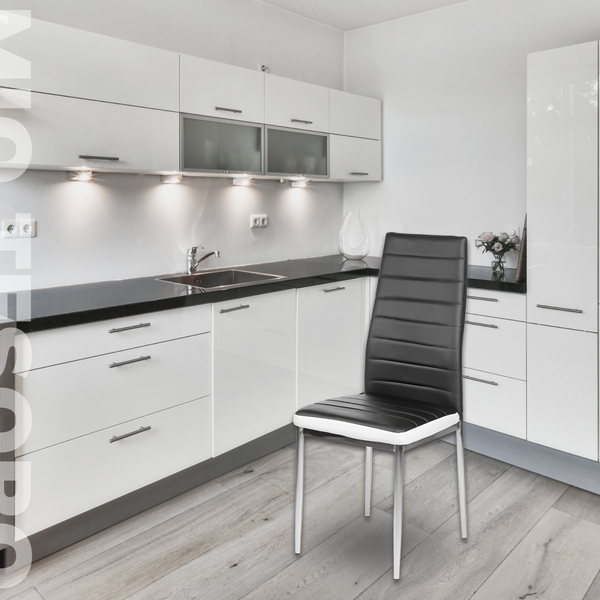 Изображение товара Стул Mio Tesoro Джия DC-060 (черный с белой вставкой/хром)