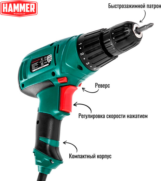 Изображение товара Дрель-шуруповерт Hammer Flex DRL400A