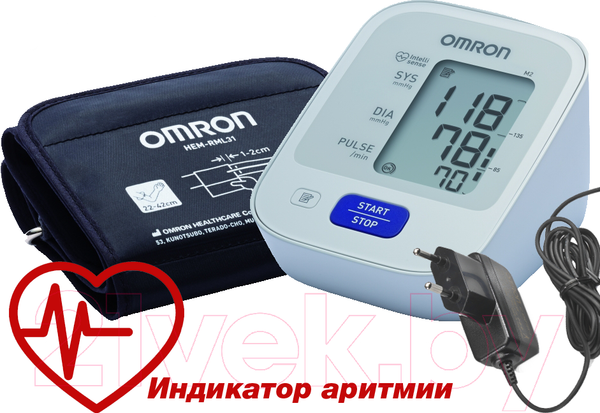 Изображение товара Тонометр Omron M2 Basic (HEM-7121-ALRU) +  адаптер, универсальная манжета