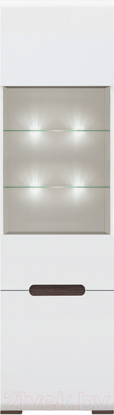 Изображение товара Шкаф-пенал с витриной Black Red White Azteca S205-REG1W1D/21/6 (белый/белый блеск)