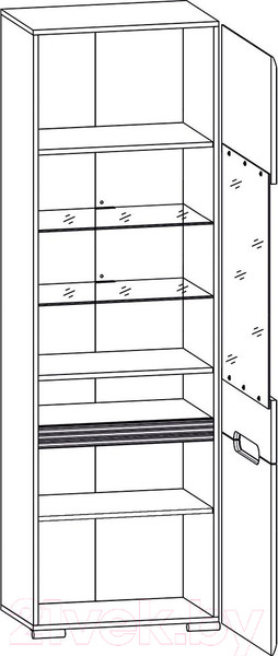 Изображение товара Шкаф-пенал с витриной Black Red White Azteca S205-REG1W1D/21/6 (белый/белый блеск)