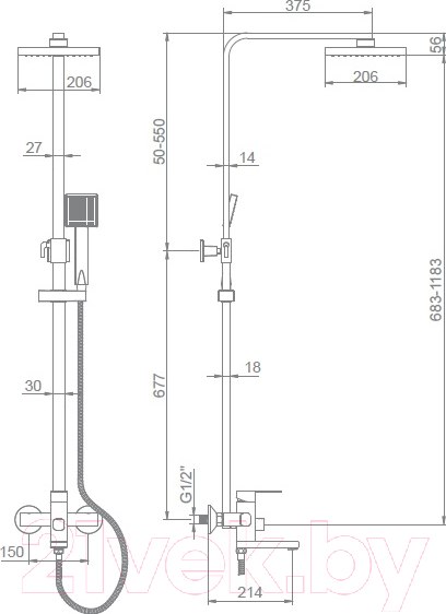 Изображение товара Душевая система со смесителем Ledeme L2433