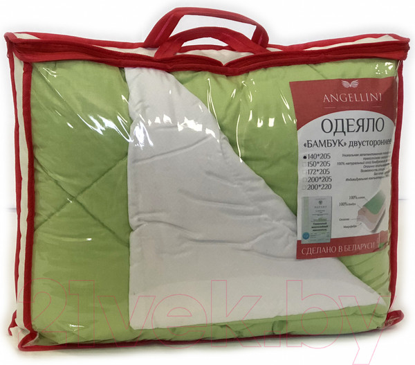 Изображение товара Одеяло Angellini 7с020бл (200x205, зеленый/белый)