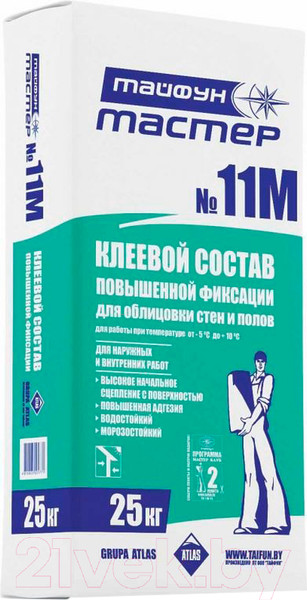 Изображение товара Клей для плитки Тайфун Мастер №11 М зима (25кг)