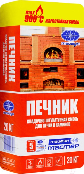 Изображение товара Кладочная смесь Тайфун Мастер Печник (20кг)