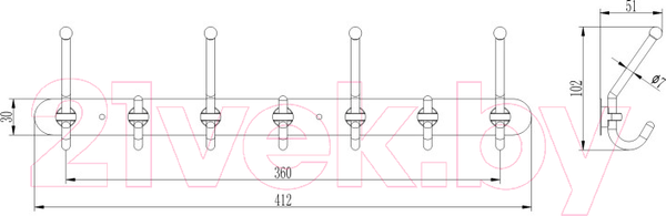 Изображение товара Крючок для ванной Ledeme L201-7
