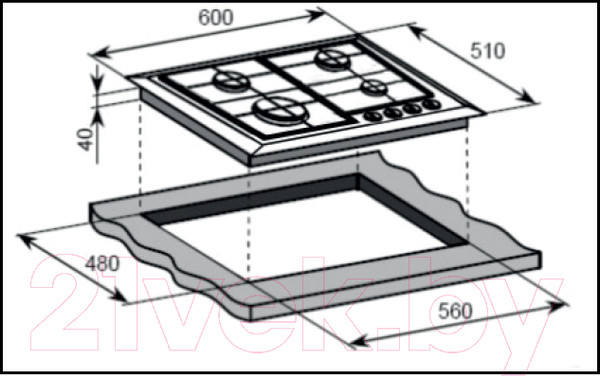 Изображение товара Газовая варочная панель Weissgauff HGG641BV