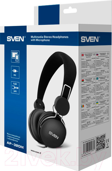 Изображение товара Наушники-гарнитура Sven AP-320M (черный)