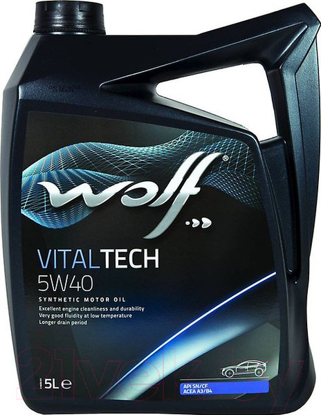 Изображение товара Моторное масло WOLF VitalTech 5W40 / 16116/5 (5л)