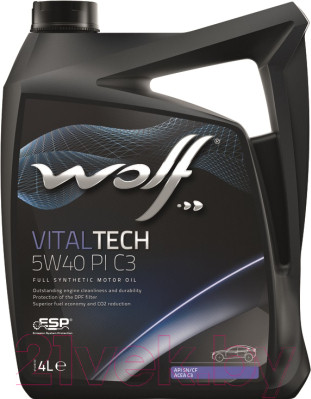 Изображение товара Моторное масло WOLF VitalTech 5W40 PI C3 / 21116/4 (4л)