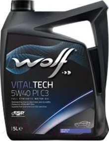 Изображение товара Моторное масло WOLF VitalTech 5W40 PI C3 / 21116/5 (5л)