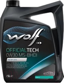Изображение товара Моторное масло WOLF OfficialTech 0W30 MS-BHDI / 65615/5 (5л)