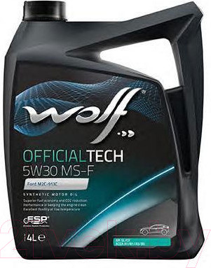 Изображение товара Моторное масло WOLF OfficialTech 5W30 MS-F / 65609/4 (4л)