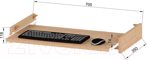 Изображение товара Полка для клавиатуры Славянская столица С-ПК2-06 (дуб сонома)