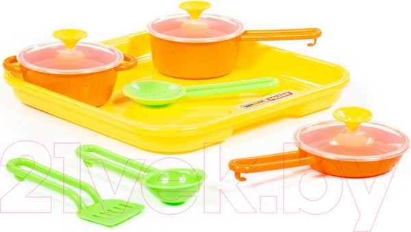 Изображение товара Набор игрушечной посуды Полесье Поварёнок №1 с подносом / 40732