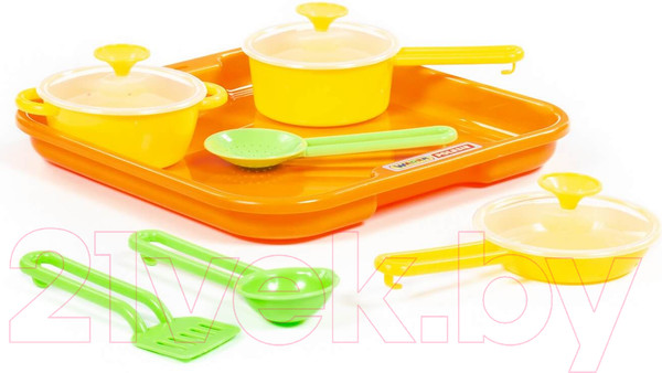 Изображение товара Набор игрушечной посуды Полесье Поварёнок №1 с подносом / 40732