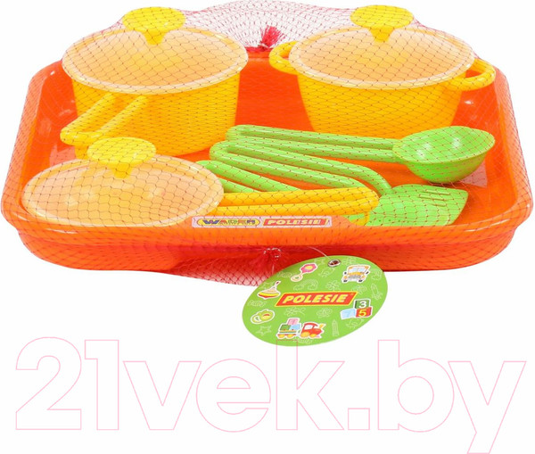 Изображение товара Набор игрушечной посуды Полесье Поварёнок №1 с подносом / 40732