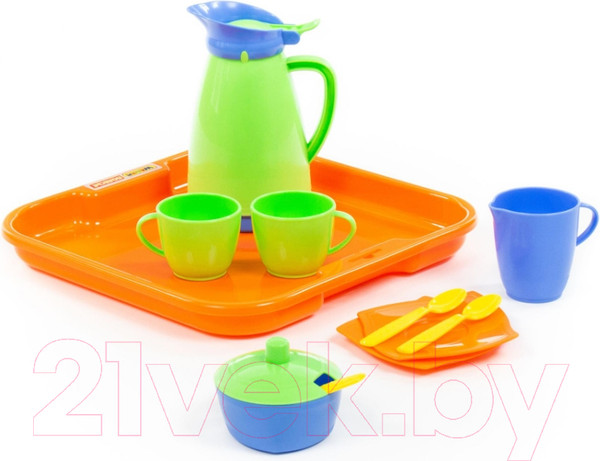 Изображение товара Набор игрушечной посуды Полесье Алиса с подносом на 2 персоны / 40572