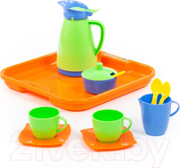 Изображение товара Набор игрушечной посуды Полесье Алиса с подносом на 2 персоны / 40572
