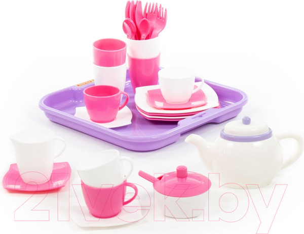 Изображение товара Набор игрушечной посуды Полесье Алиса на 4 персоны с подносом / 58973 (35эл)
