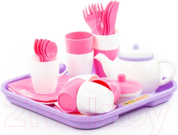 Изображение товара Набор игрушечной посуды Полесье Алиса на 4 персоны с подносом / 58973 (35эл)