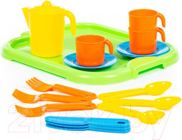 Изображение товара Набор игрушечной посуды Полесье Анюта с подносом на 3 персоны / 3872
