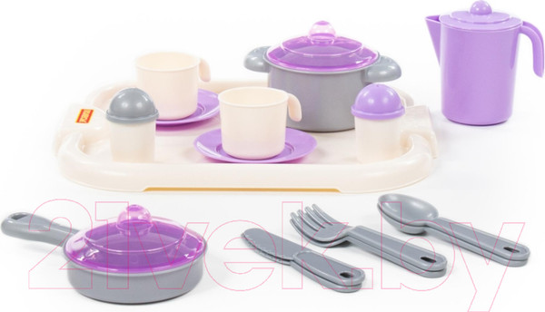 Изображение товара Набор игрушечной посуды Полесье Настенька с подносом на 2 персоны / 3940