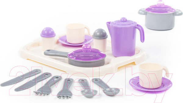 Изображение товара Набор игрушечной посуды Полесье Настенька с подносом на 2 персоны / 3940