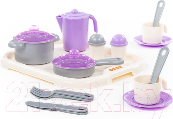 Изображение товара Набор игрушечной посуды Полесье Настенька с подносом на 2 персоны / 3940