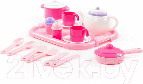 Изображение товара Набор игрушечной посуды Полесье Настенька с подносом на 2 персоны / 59000