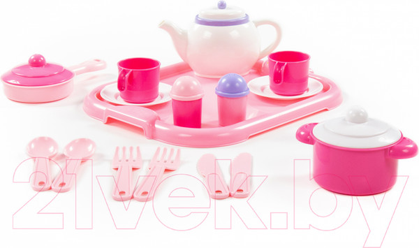 Изображение товара Набор игрушечной посуды Полесье Настенька с подносом на 2 персоны / 59000